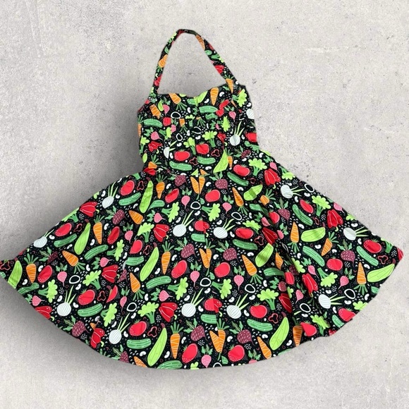 Eva rose vegetable print halter dress - Picture 4 of 7